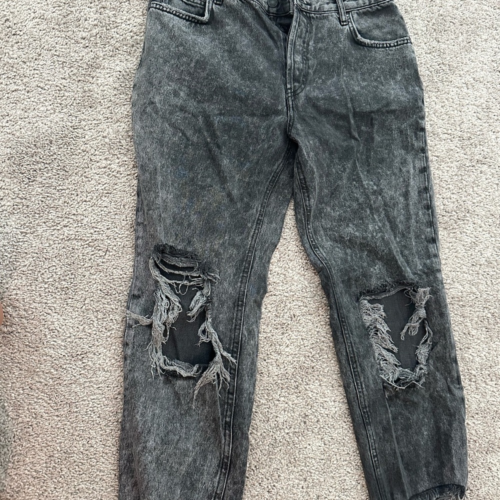 Distressed Black Acid Wash Jeans